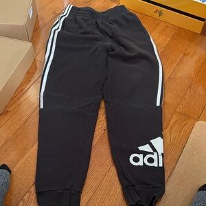 adidas Black Sweat Joggers with White Stripes and Logo
